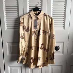 NWT Zara Women’s tiger print shirt size S